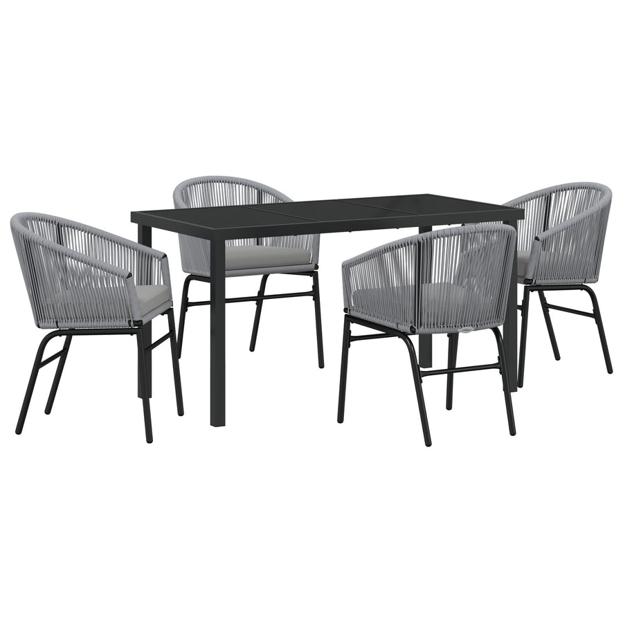 5-Delige Tuin Eetset Grijs Poly Rattan
