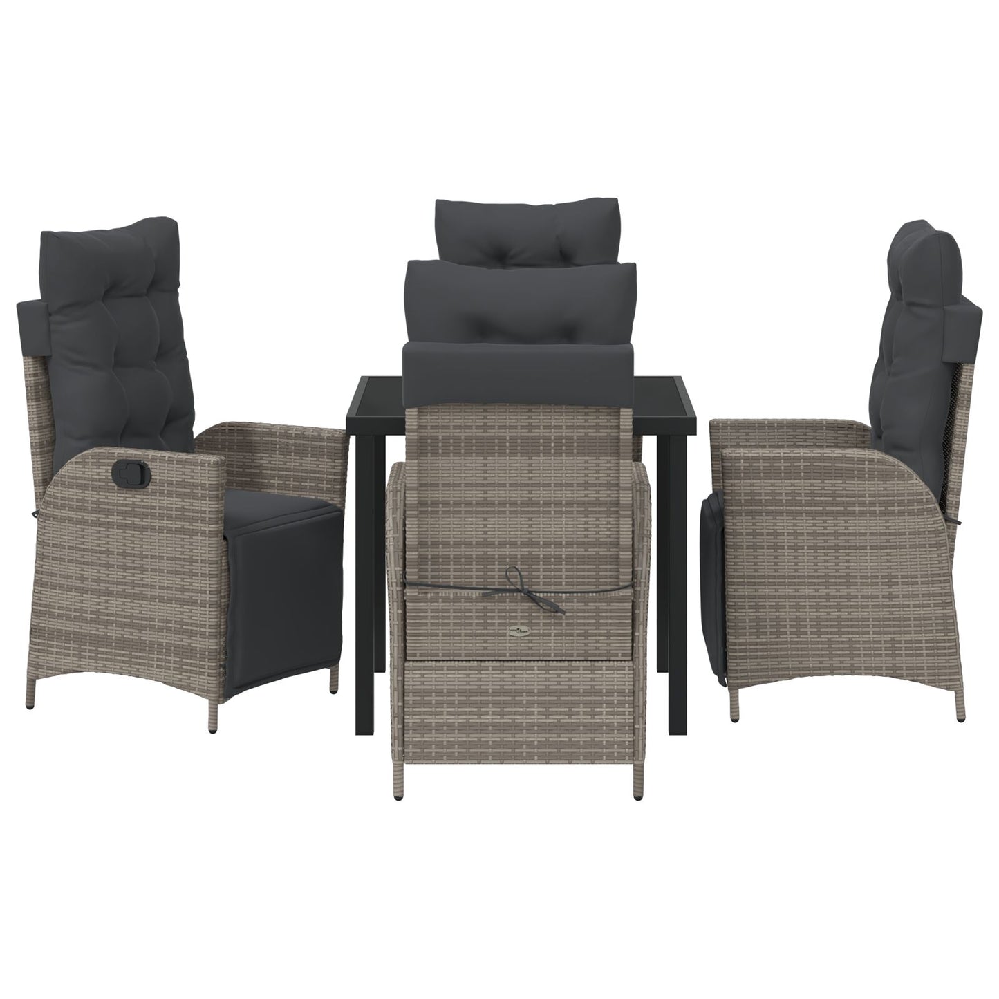 5-Delige Tuin Eettafelset Grijs Poly Rattan