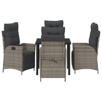 5-Delige Tuin Eettafelset Grijs Poly Rattan