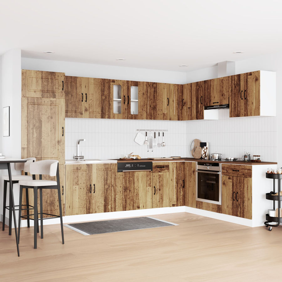 Keuken Kabinet 'Kalmar' Met Dubbele Wasbakken Oud Hout Gefabriceerd Hout Oude hout