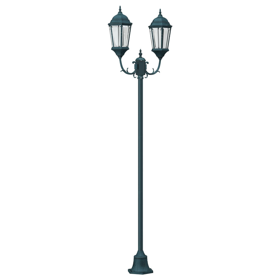 Tuinlampenpost 2-Lamp E27 Groen 220 Cm Aluminium Donkergroen