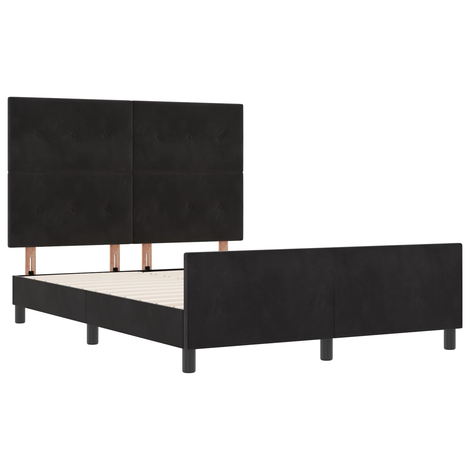 Bedframe Zwart 140X200 Cm Velvet Crème