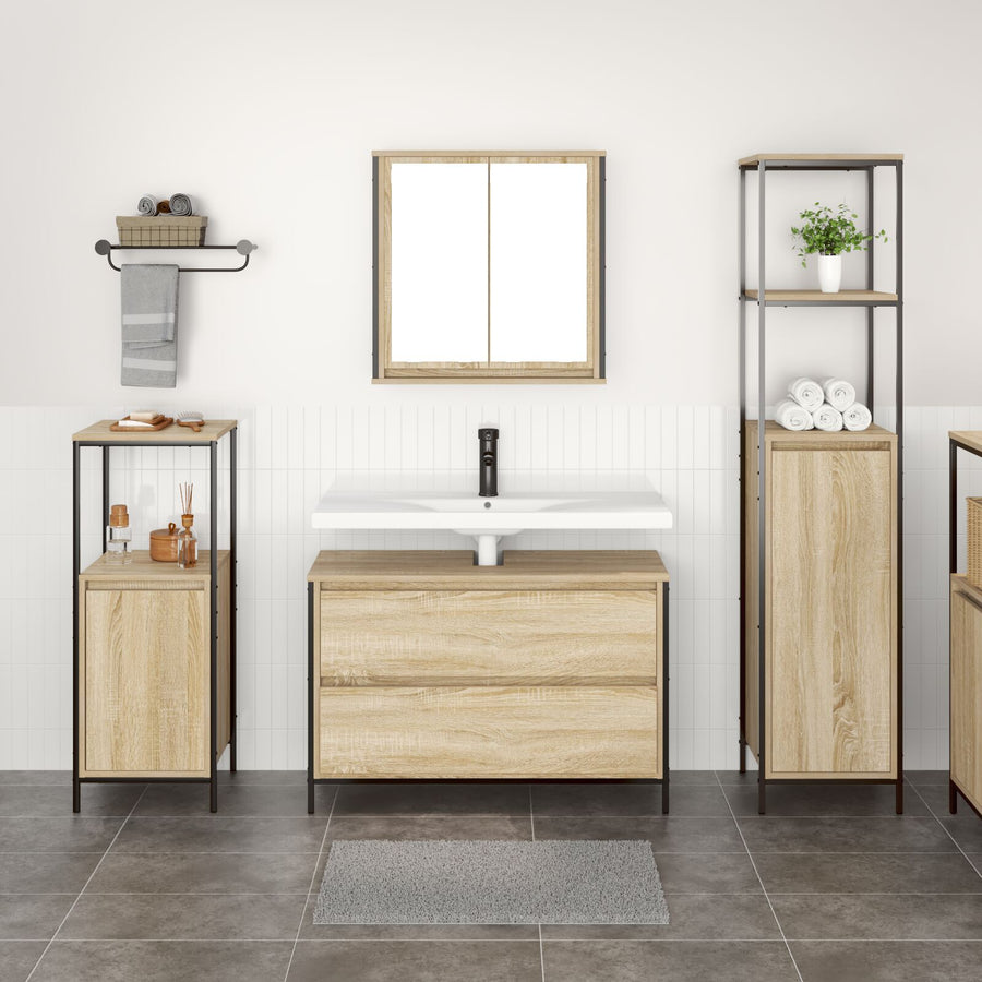 3-Delige Badkamermeubelset Engineered Wood Sonoma Eiken