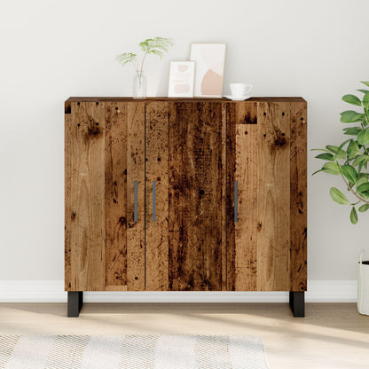 Dressoir Met 3 Deuren Oud Hout 90X34X80 Cm Engineered Hout
