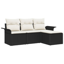 4-Delige Tuin Sofa Set Met Kussens Zwart Poly Rattan