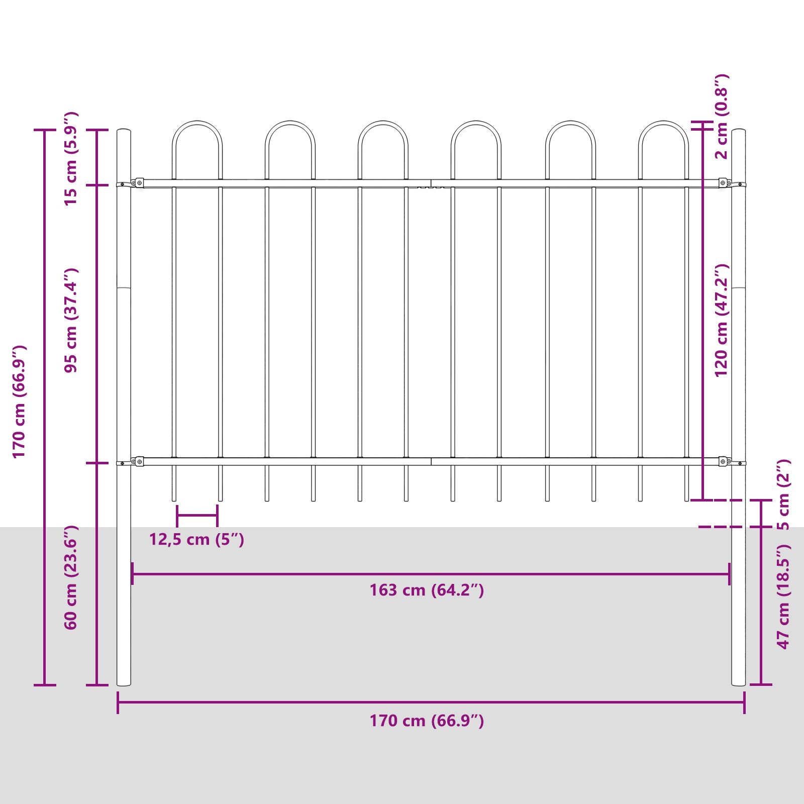 Tuinafscheiding Met Hoektop 15,3X1,2 M Staal Grijs 1.2 m 15.3 m