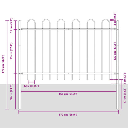 Tuinafscheiding Met Hoektop 15,3X1,2 M Staal Grijs 1.2 m 15.3 m
