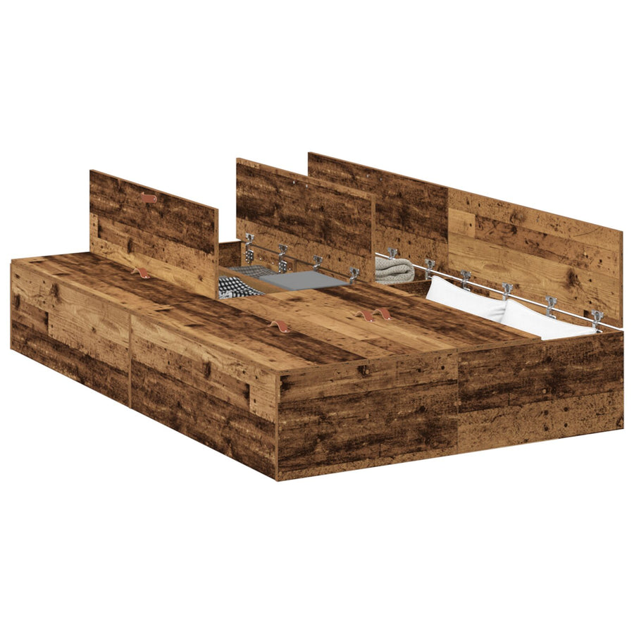 Opbergbedframe Oud Hout 120 x 190 cm