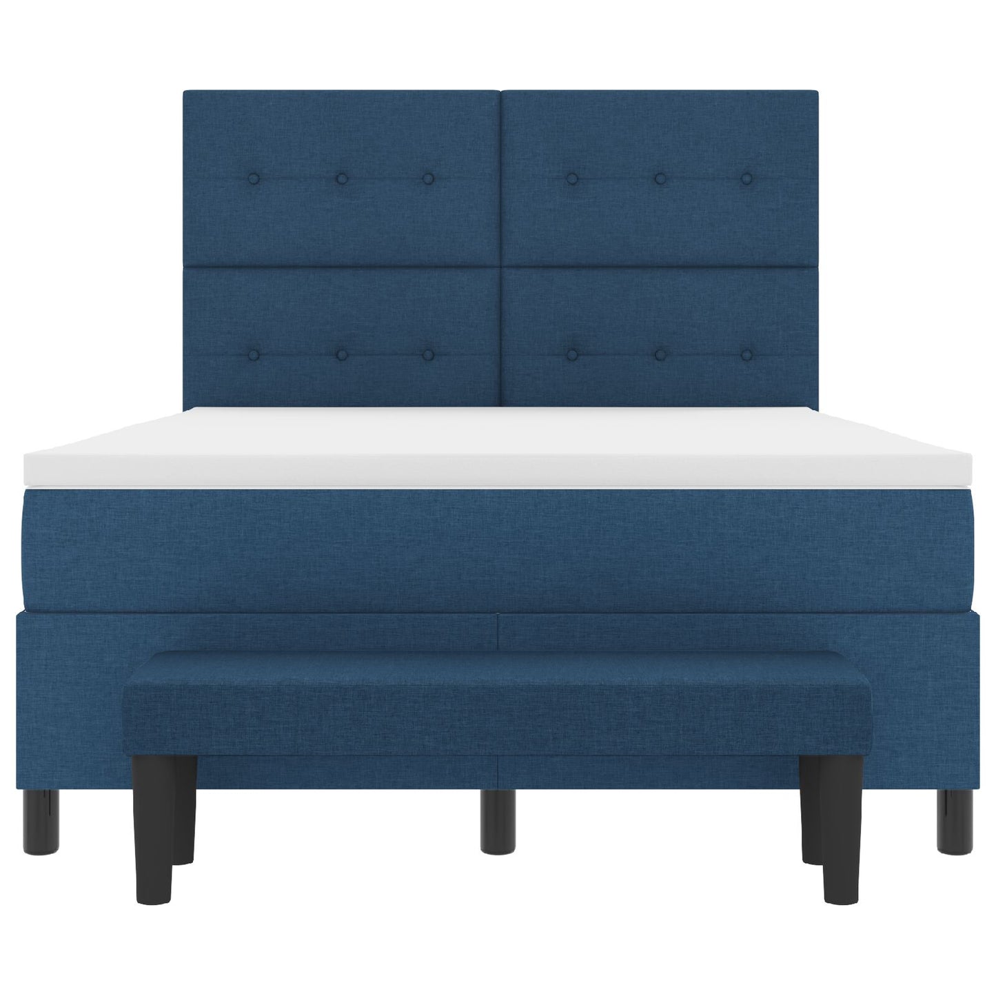 Boxspringbed Met Matras & Bank Stof Blauw 160 x 200 cm Knoop tufted