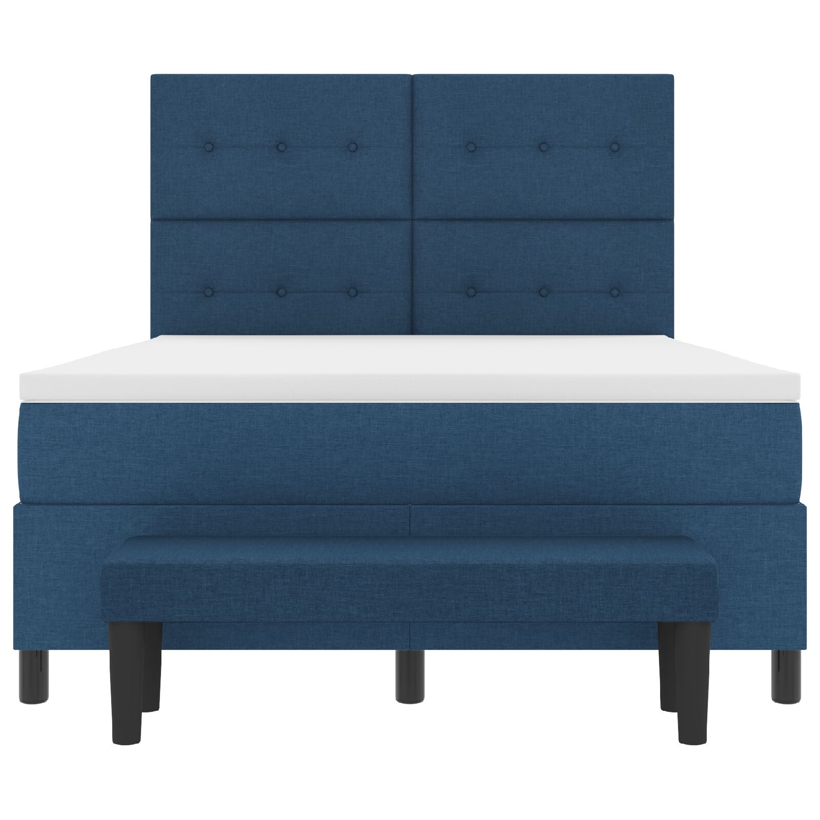 Boxspringbed Met Matras & Bank Stof Blauw 160 x 200 cm Knoop tufted
