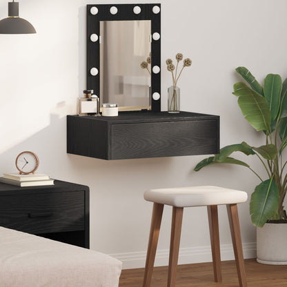 Wandkaptafel Verlichting - 60 x 40 x 70 cm Zwart eiken met LED