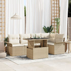 Loungeset 5 personen poly rattan beige