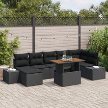 8-Delige Tuin Sofa Set Met Kussens Zwart Poly Rattan