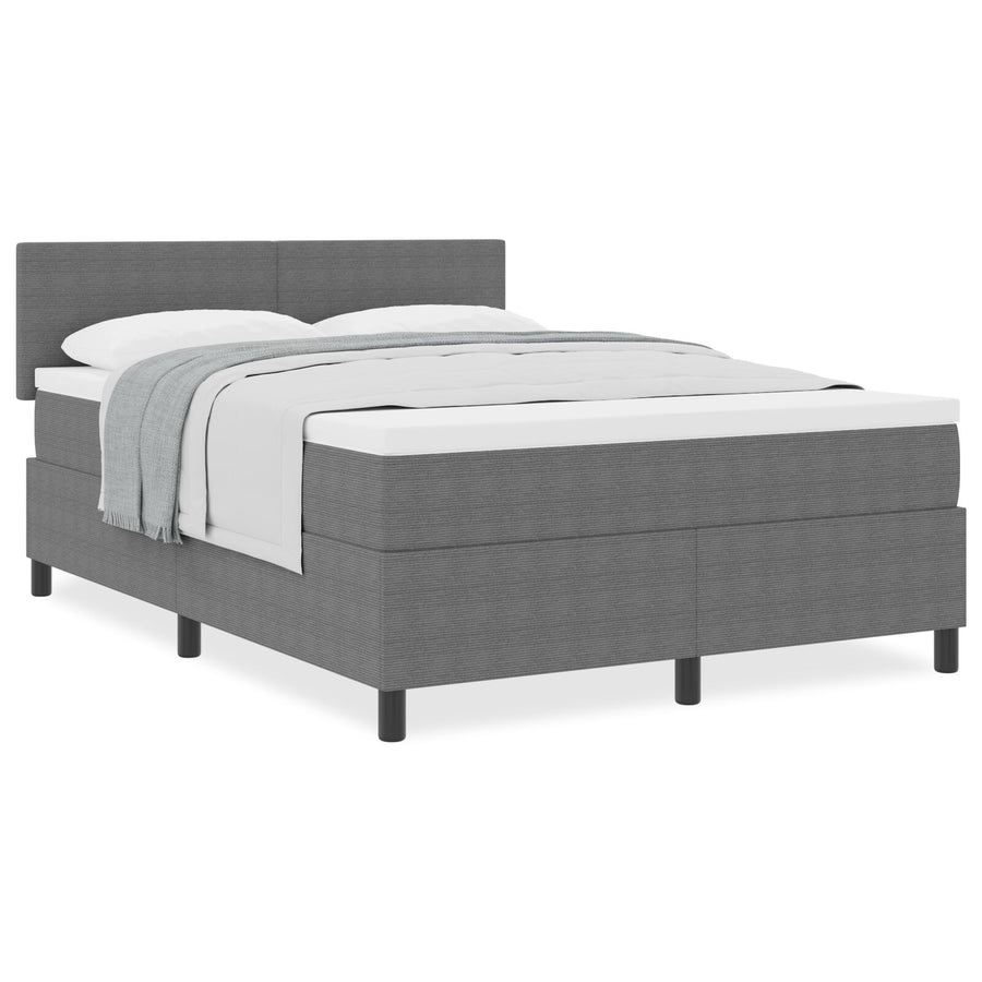 Boxspring Bed Met Matras Lichtgrijs 140X200 Cm Ribfluweel Stof