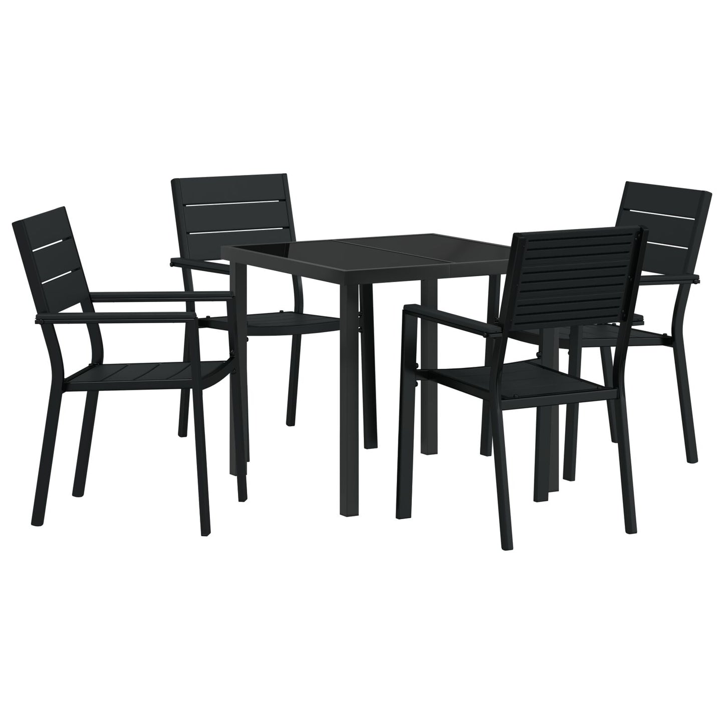 5-Delige Tuin Eetset Zwart Hdpe
