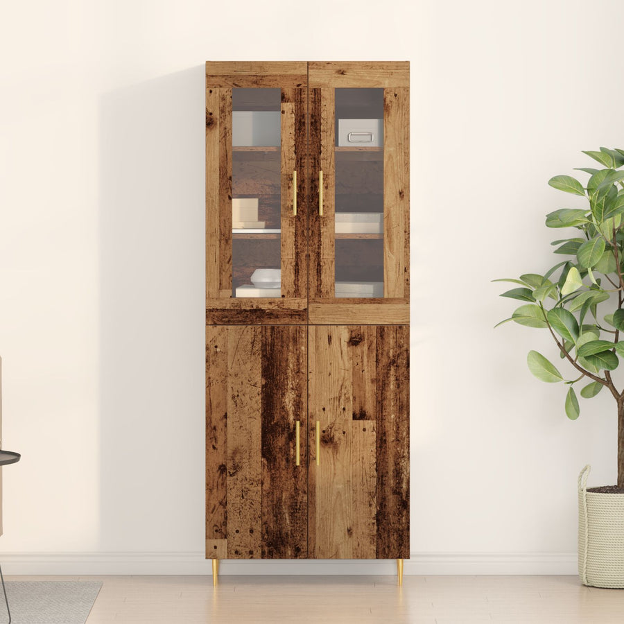 Hoogkast Oud Hout 69,5X34X180 Cm Kunststof Hout