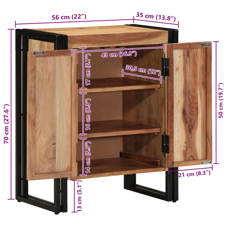 Schoenenkast Zwart 30X30X40 Cm En Staal Massief acaciahout