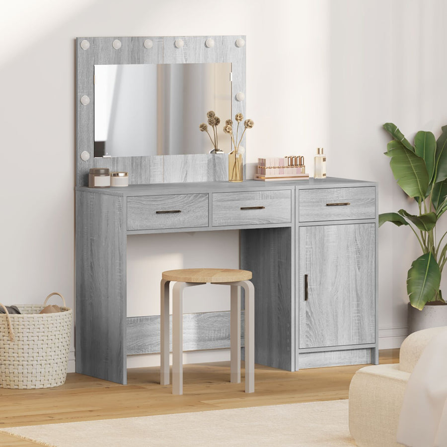 2-Delige Kaptafelset Met Led - Grijs Sonoma Hout
