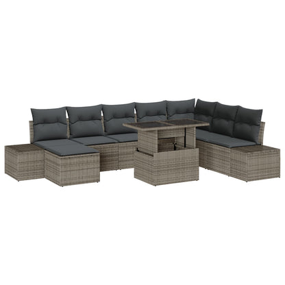 Tuinset Set Van 9 Grijs Poly Rattan Tuin Hoekbank Modern