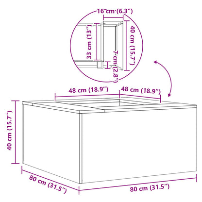 Vuurkorf Vierkant Weervast Staal 80 x 80 x 40 cm Roestbestendig staal/Bruin