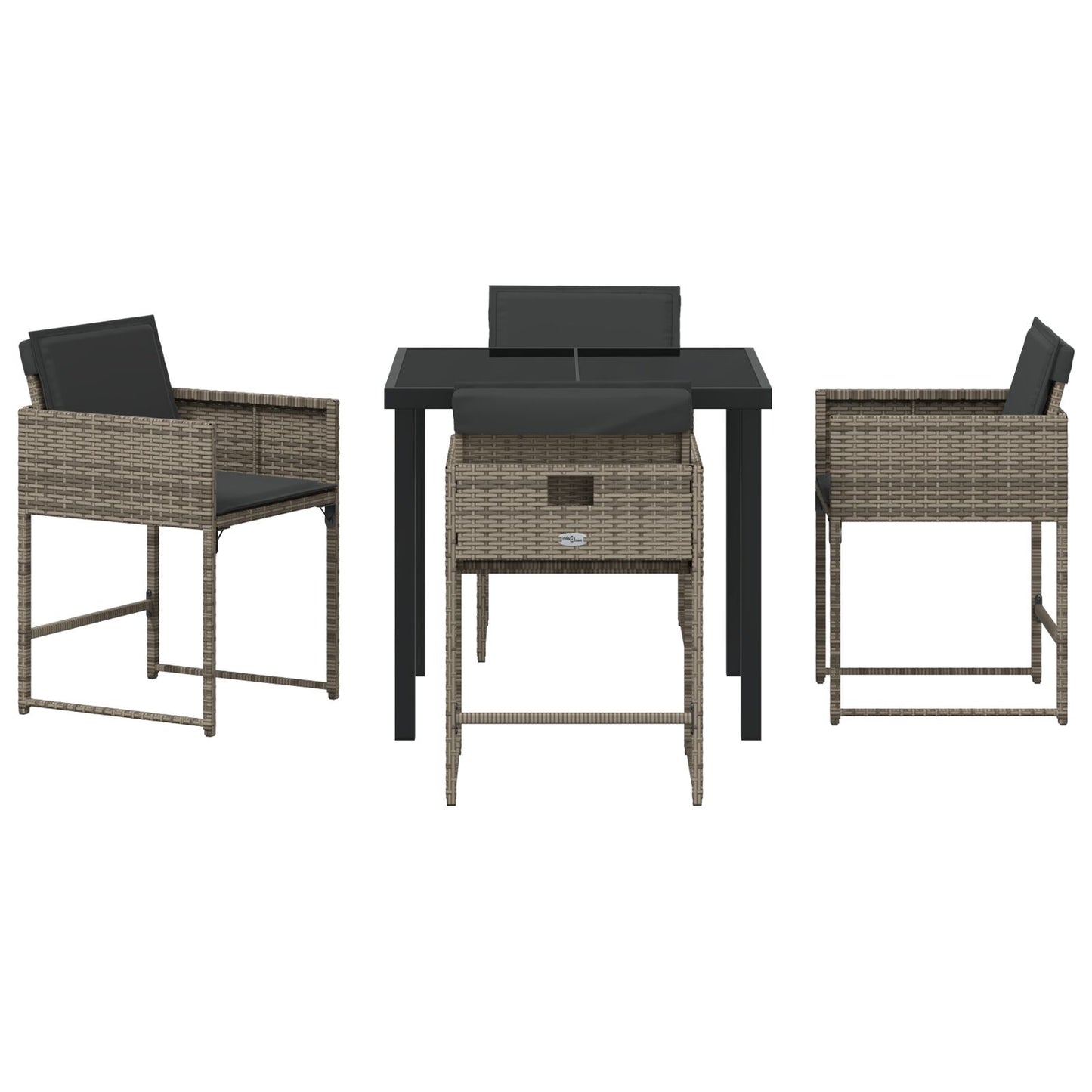5-Delige Tuin Eettafel Set Met Kussens Grijze Poly Rattan