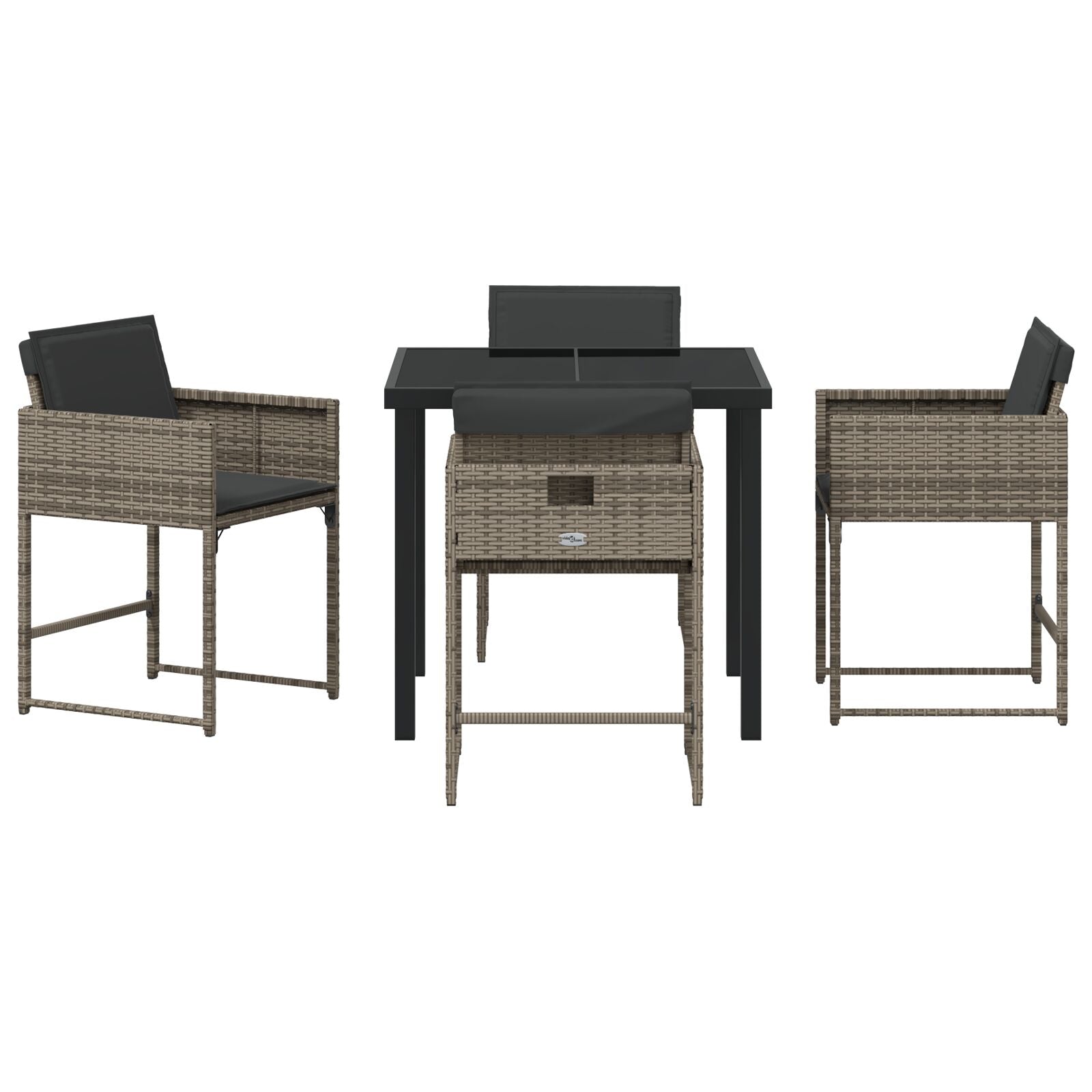 5-Delige Tuin Eettafel Set Met Kussens Grijze Poly Rattan