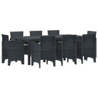Tuin eetset 9-delig antraciet poly rattan