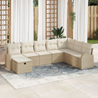 Sofa with cushion beige and cream poly rattan