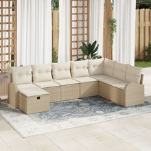 Set Van 8 Stukken Tuin Sofa Met Kussens Beige Poly Rattan