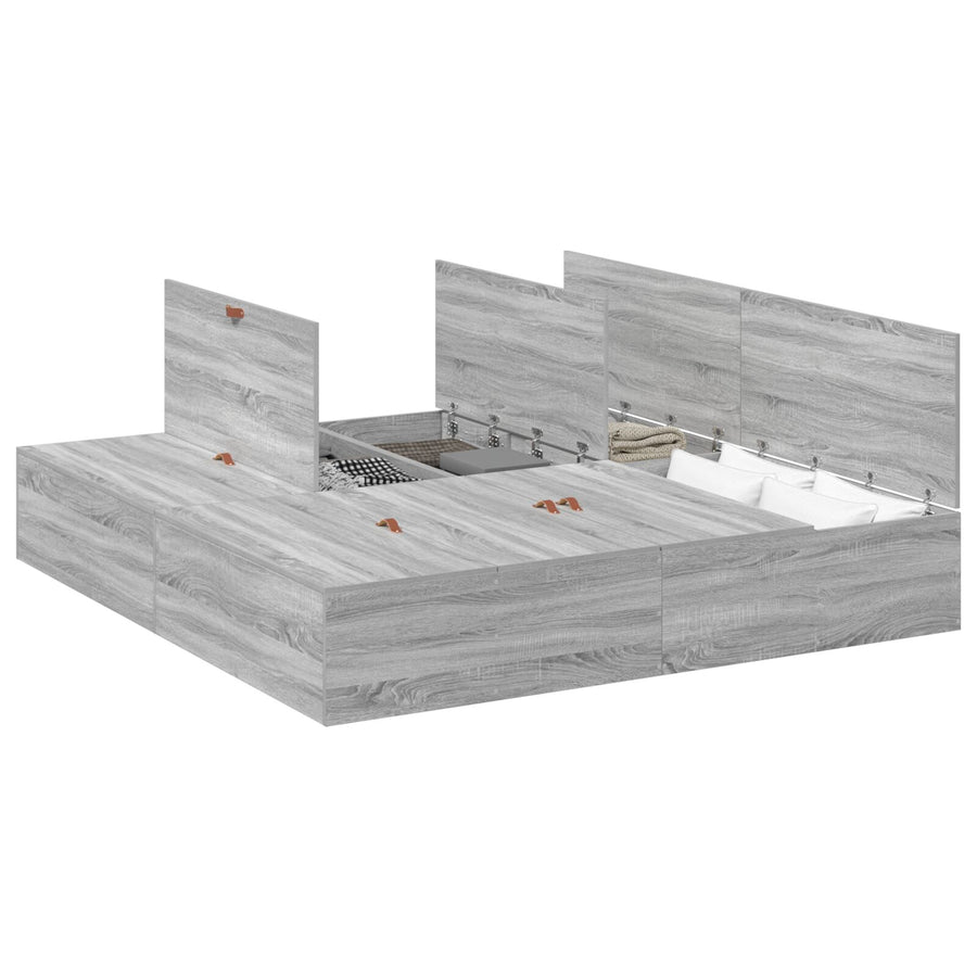 Opbergbedframe Grijs Sonoma 200 x 200 cm
