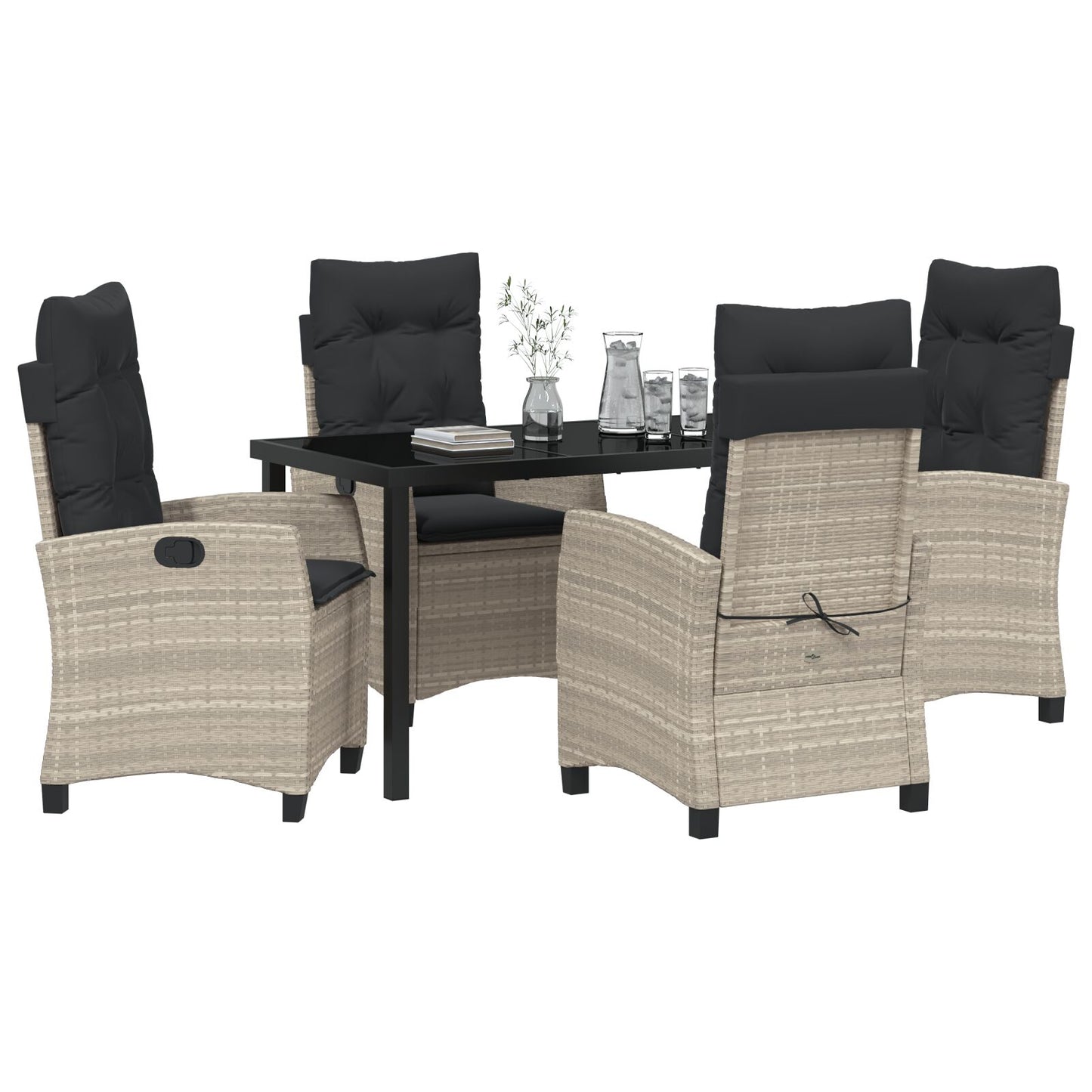 5 Delige Tuinset Met Kussens Lichtgrijs Poly Rattan