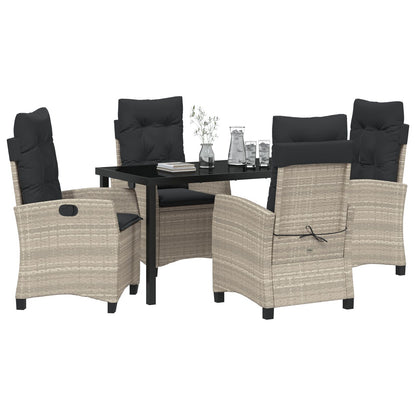 5 Delige Tuinset Met Kussens Lichtgrijs Poly Rattan