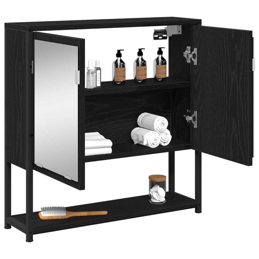 Badkamer Spiegelkast 60X16X60 Cm Geengineerd Hout Zwart eiken