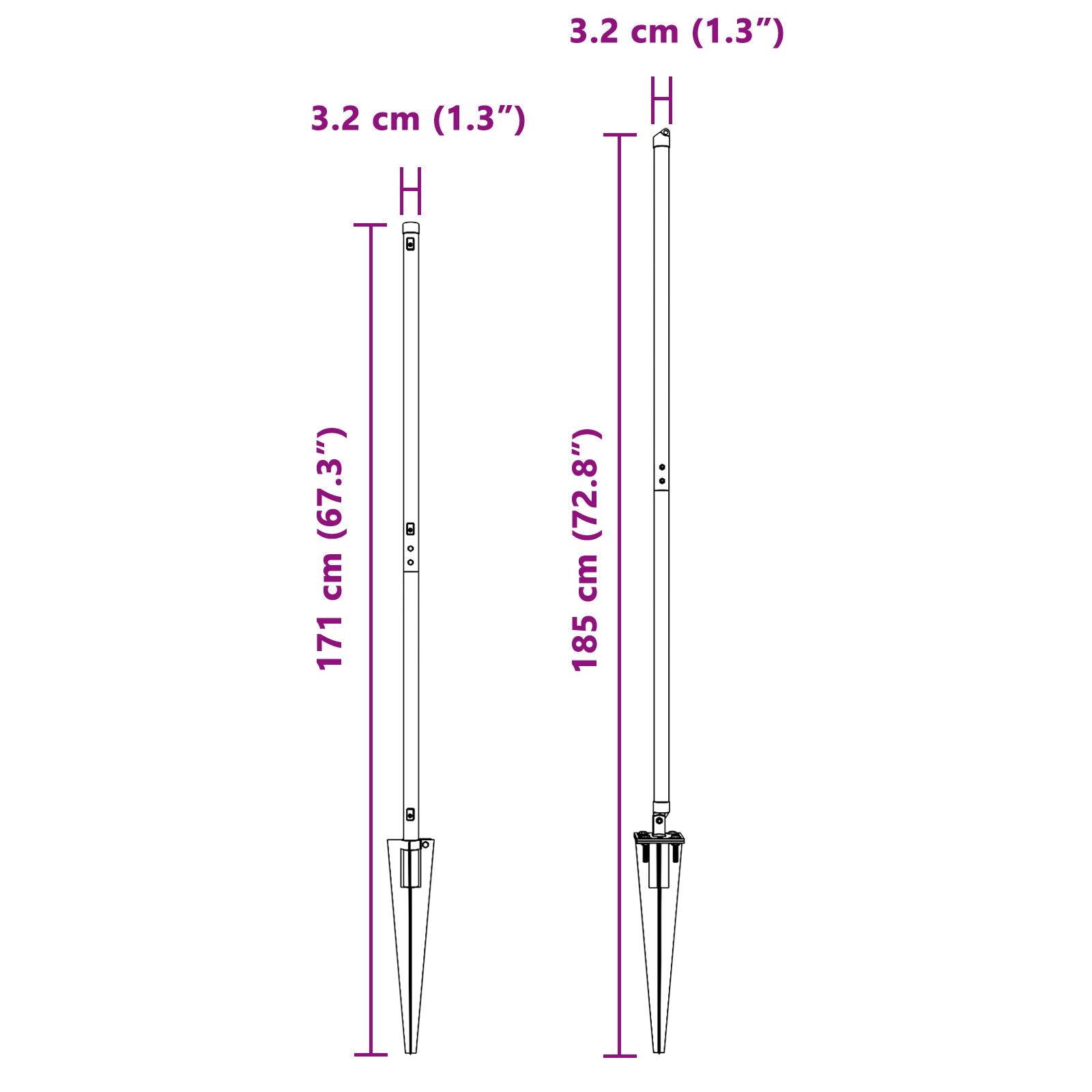 Tuinstaken Met Spijker 26 Stuks Ø32 Mm Gegalvaniseerd Staal Groen 140 cm 26x spike post