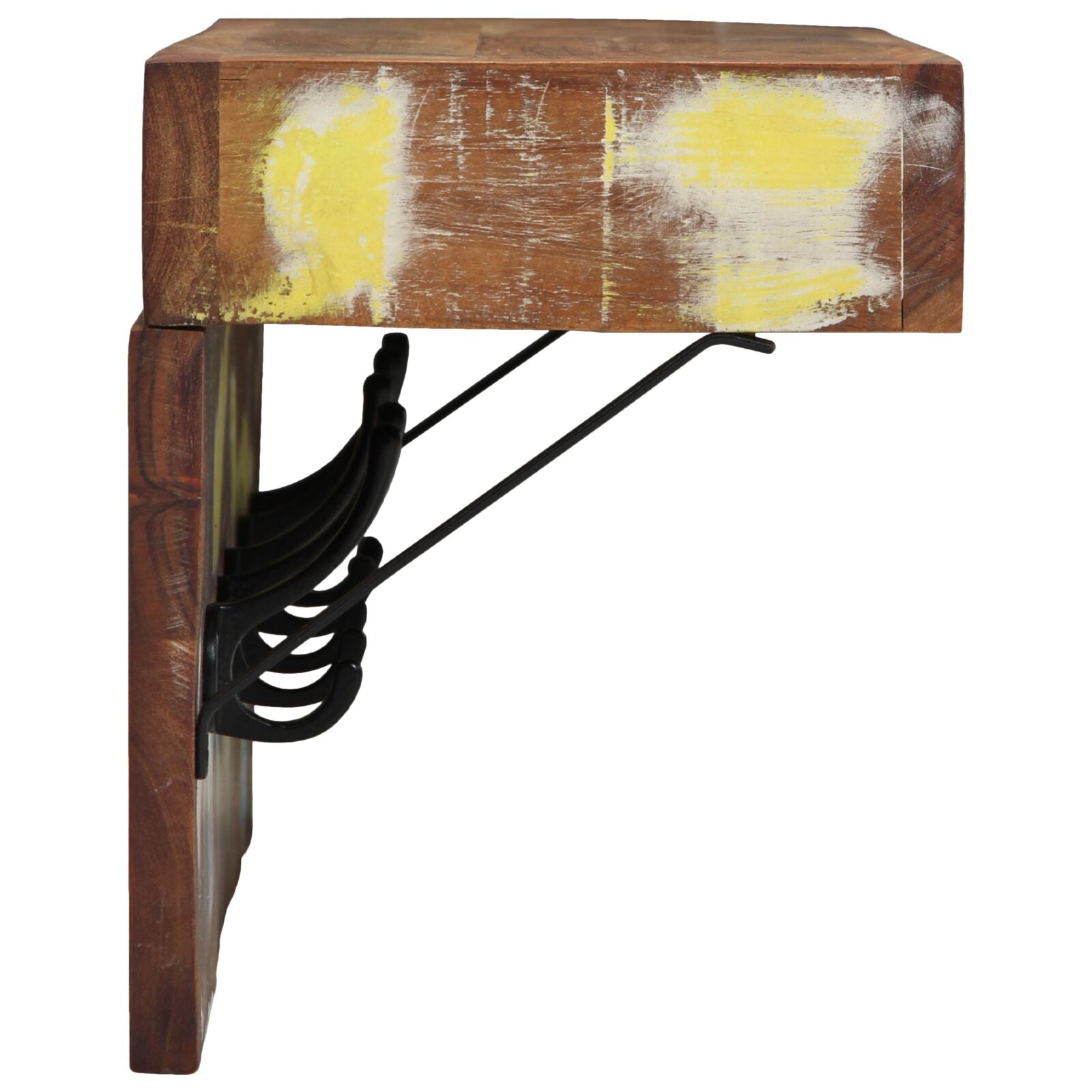 Kapstok Met Plank Wandgemonteerd Van En Metaal Massief gerecycled hout