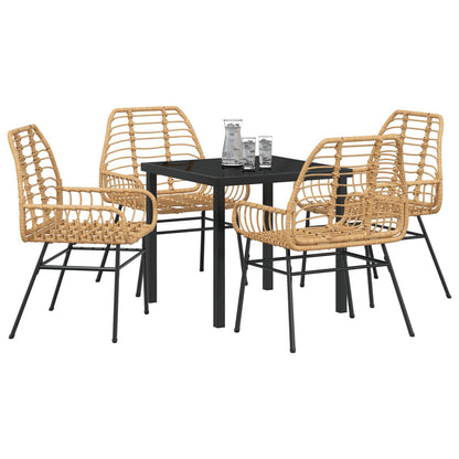 5-Delige Tuin Eetset Bruin Poly Rattan