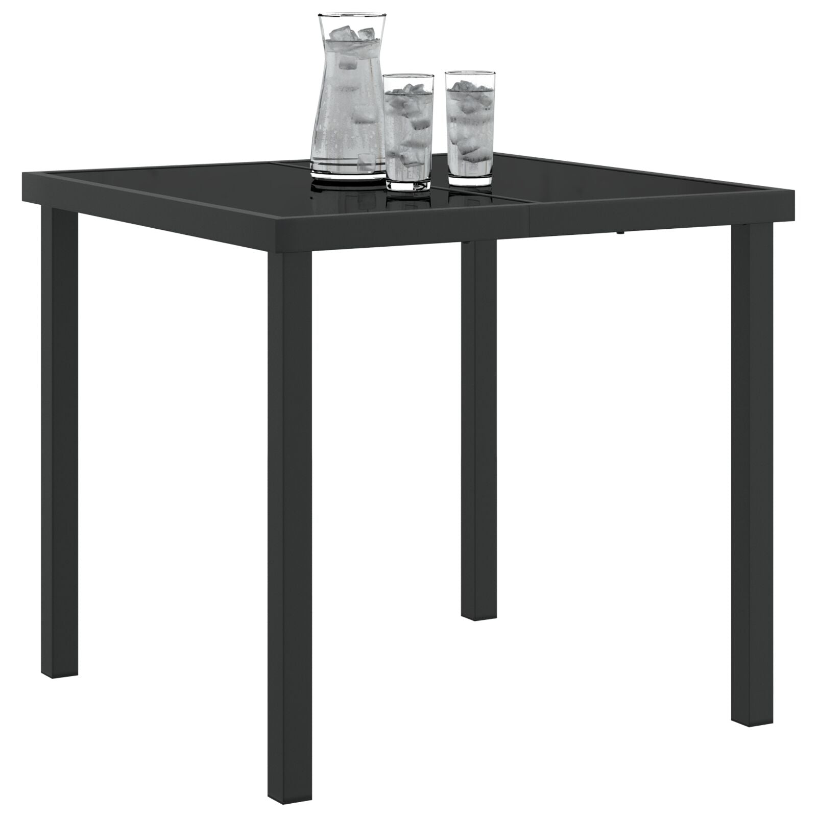Tuin Tafel Zwart Gelaagd Glas 80 x 80 x 73 cm