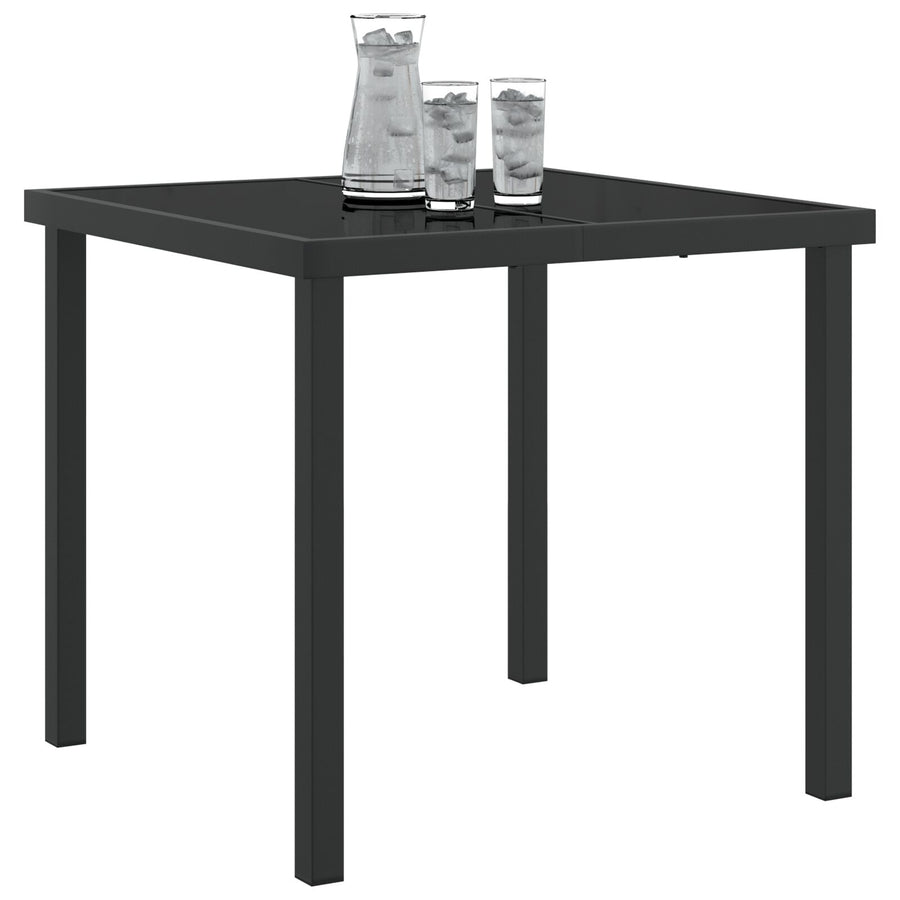 Tuin Tafel Zwart Gelaagd Glas 80 x 80 x 73 cm