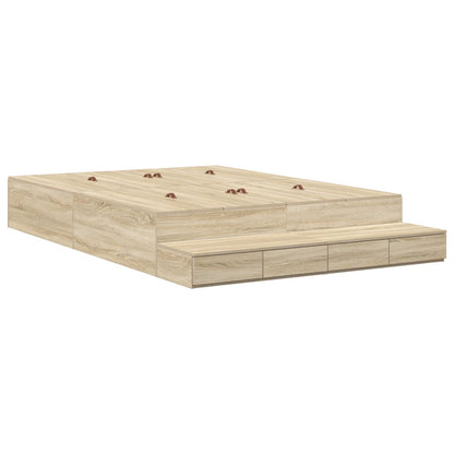 Opslagbedframe Sonoma Eiken Bewerkt Hout 160 X 200 Cm Artisanaal Eiken