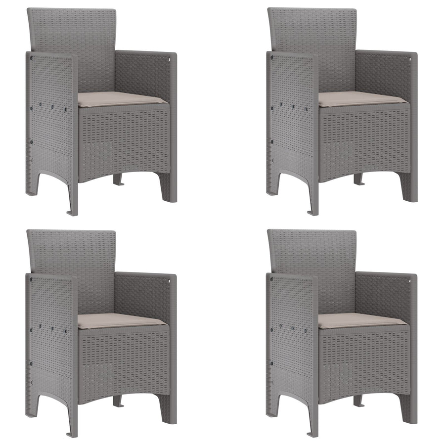 Tuinstoel Set Van 4 , Kussens Taupe Lichtgrijs