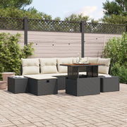 Tuinset polyrattan 7-delig zwart