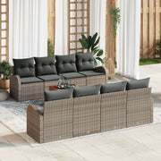 Tuinbankenset poly rattan 7-delig grijs