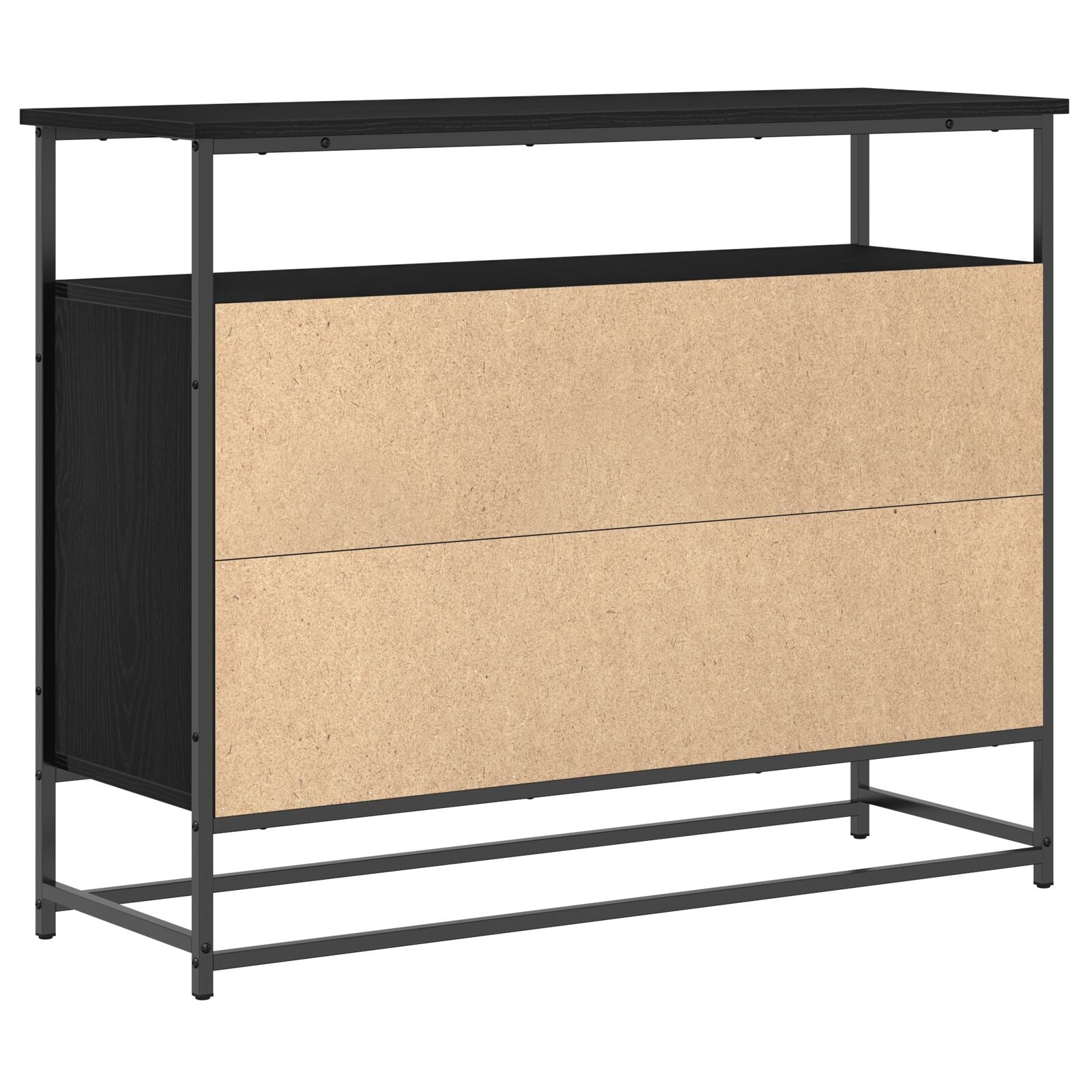 Dressoir 100X35X80 Cm Samengesteld Hout En Staal Zwart eiken