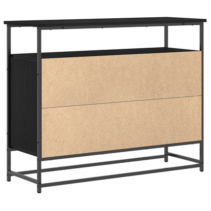 Dressoir 100X35X80 Cm Samengesteld Hout En Staal Zwart eiken