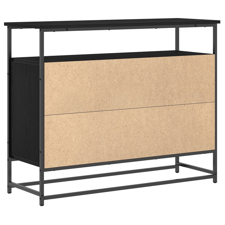 Dressoir 100X35X80 Cm Samengesteld Hout En Staal Zwart eiken