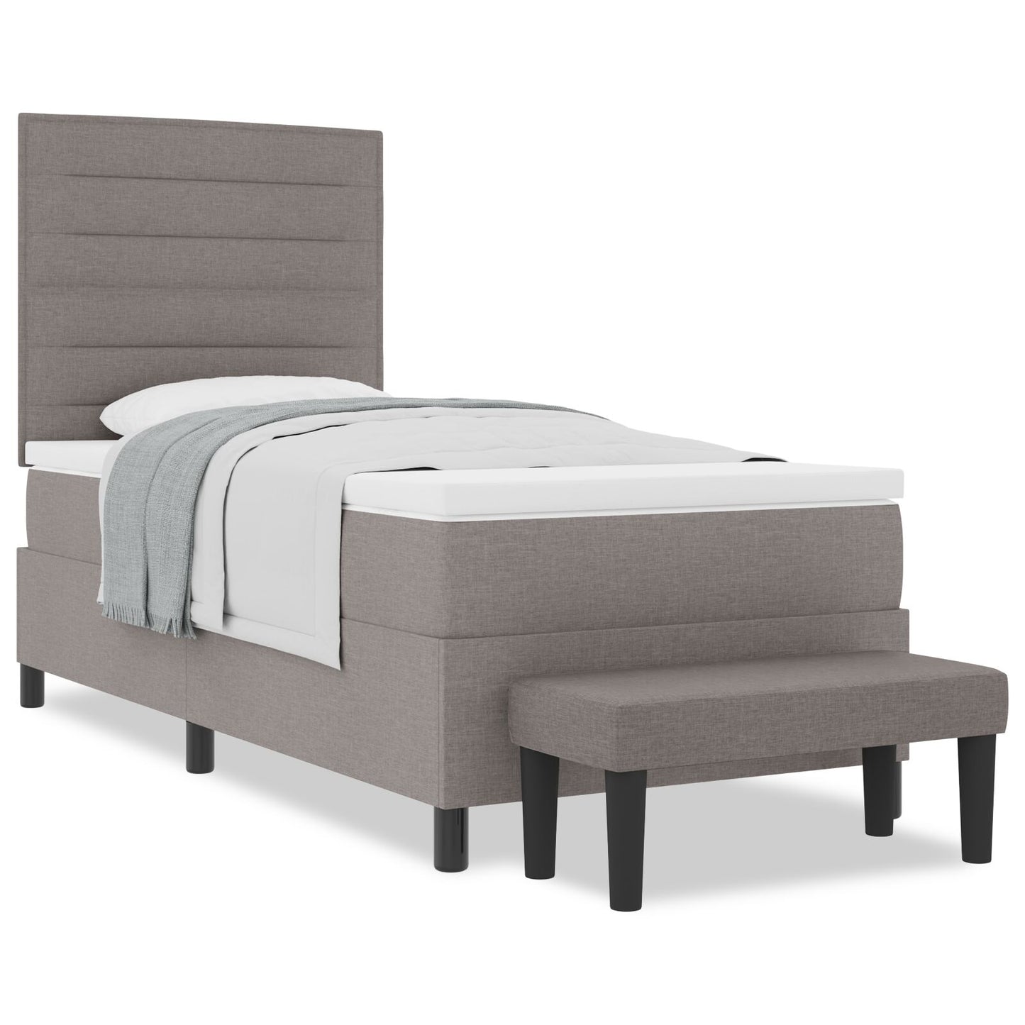 Boxspring Bed Met Matras & Bank Stof Taupe 100 x 200 cm Lijnen ontwerp