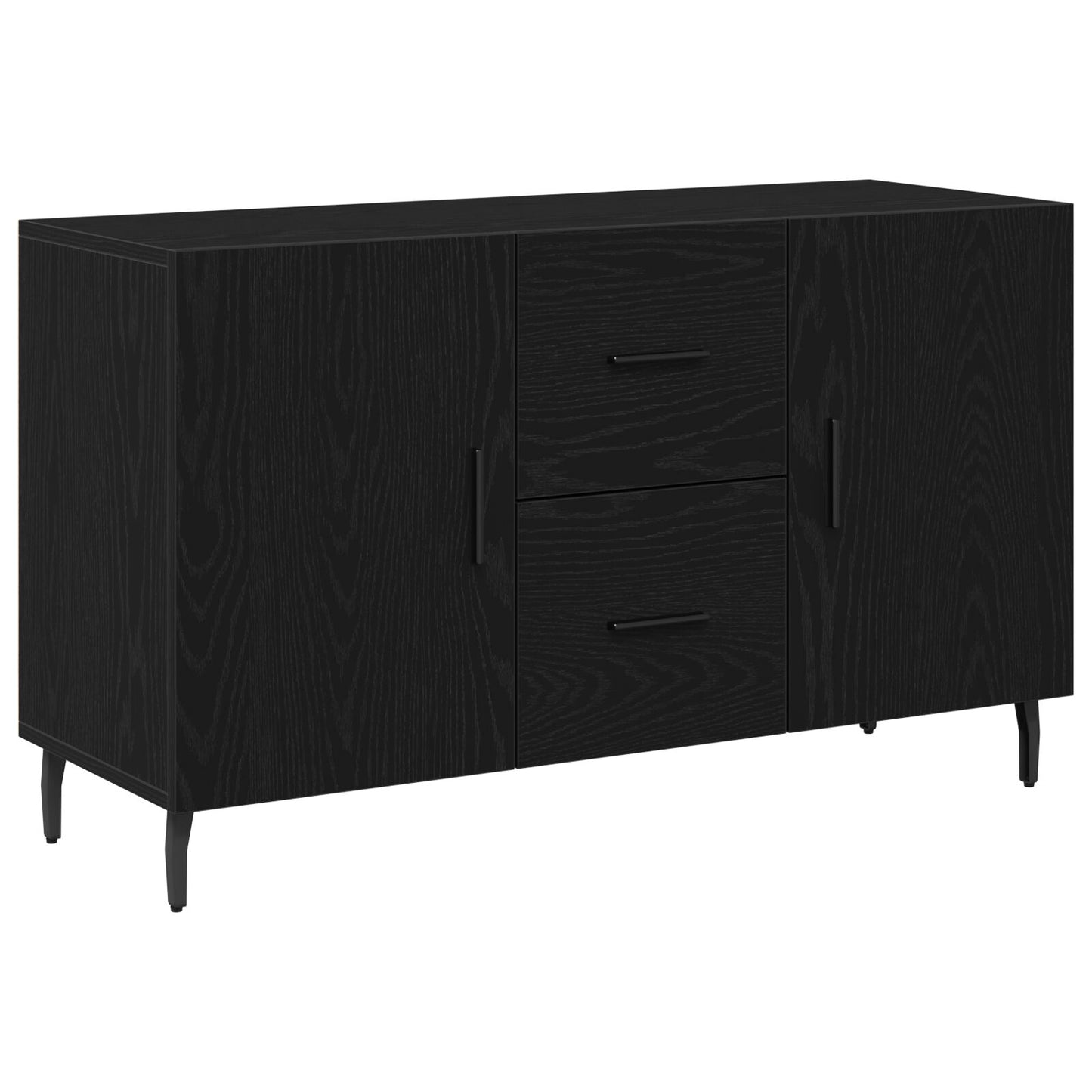 Dressoir Zwart Eiken 100X36X60 Cm Geperst Hout
