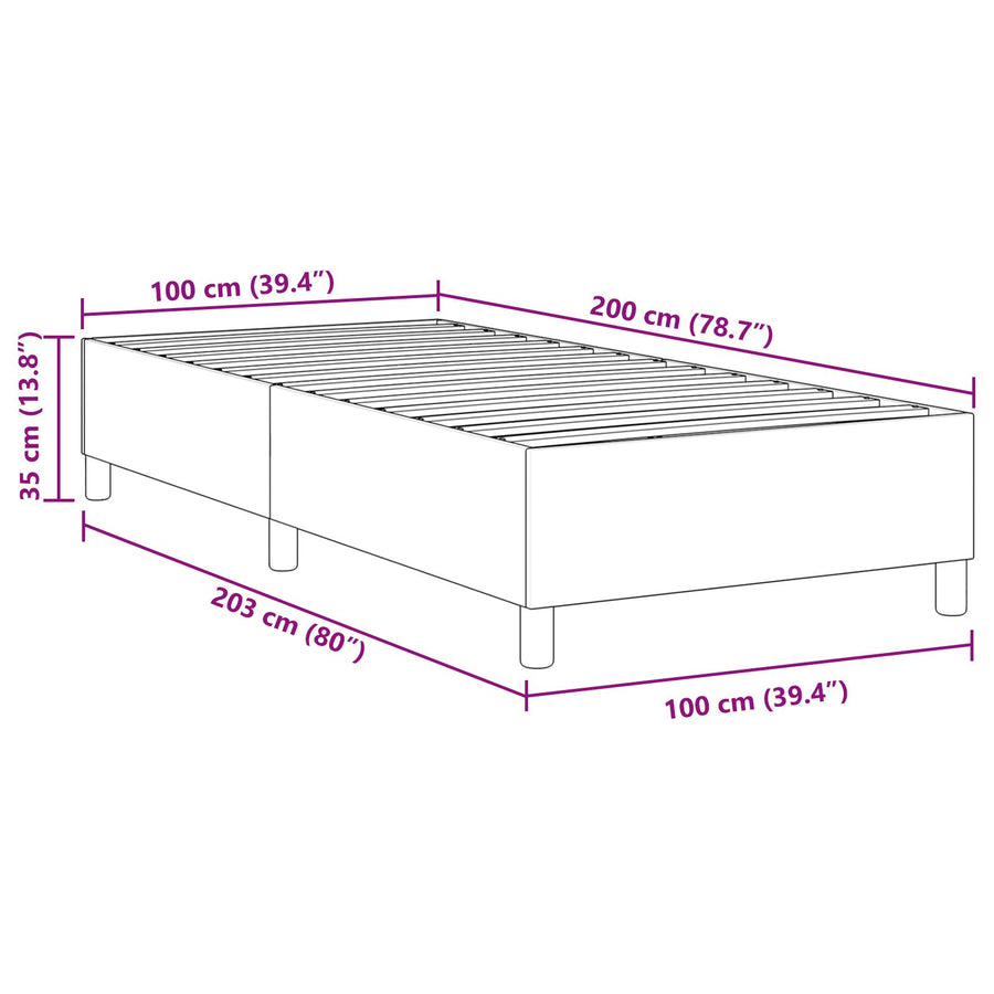 Boxspring Bed Corduroy Stof Donkergrijs 100 x 200 cm