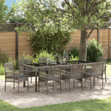 Tuin Eettafelset Van 9 Stuks Met Kussens Grijs Poly Rattan
