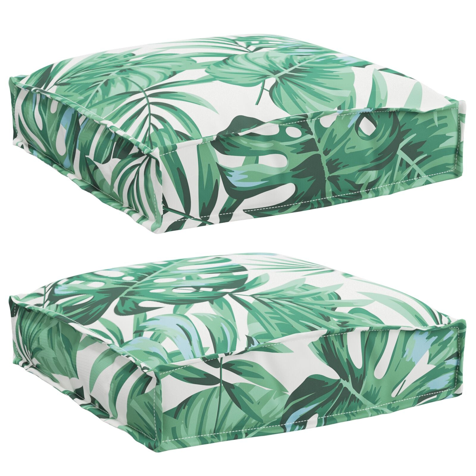 Buiten Kussen Set Van 2 Polyester 40 X 40 X 8 Cm Bladpatroon